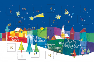 Weihnachtskarte mit Adventskalender